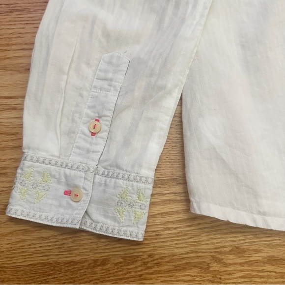 3J Workshop Johnny Was Button Down Shirt Embroidered Long Sleeve White Medium - Picture 9 of 13